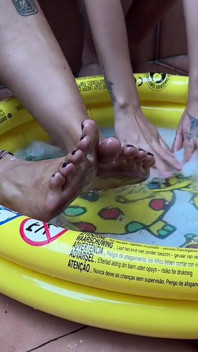 Rotten Venus and Lady MILF Show off Their Dirty Little Feet, Smoke a Cigarette, and Wash Their Feet