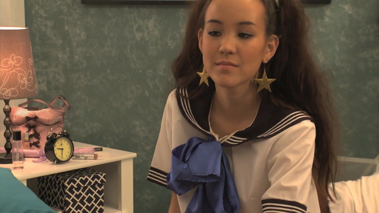 Dirty fantasy: Petite Asian teen spreads her legs to take her stepfather's...