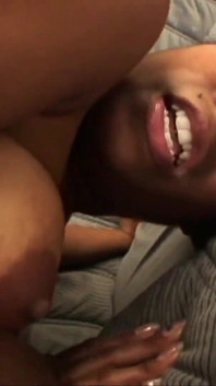 Ebony skinned Janae Foxx fucks black cock to enjoy cum