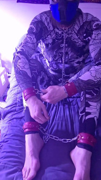 Self Bondage Chain Leather Collar Feet