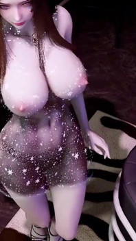 3D Super modelka s obrovskými prsy ukazuje své dokonalé tělo