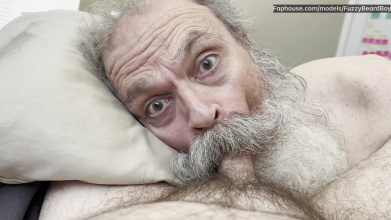 FuzzyBeardBoy: Old Bearded Cocksucker Takes Huge Load Straight Down His Gullet