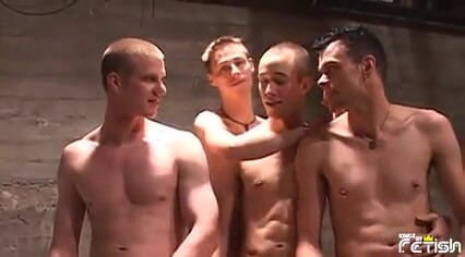 Gay Diaries: Skinny guy gets his ass rammed by three horny dudes...