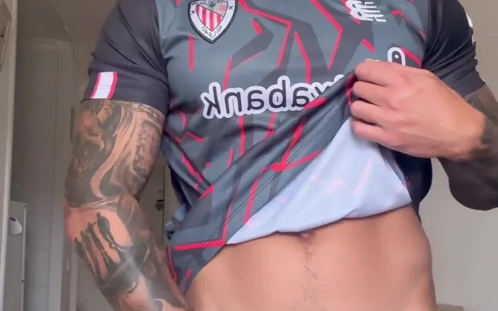 BoyGym: Boygym the Football Player Play with His Uncut Cock
