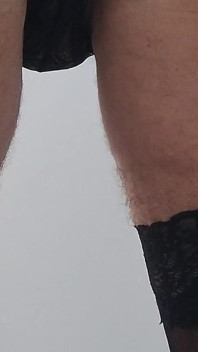 CD in Lingerie Displays Arious Black Panties Before Fucking Big Crocodile Dildo and Cums