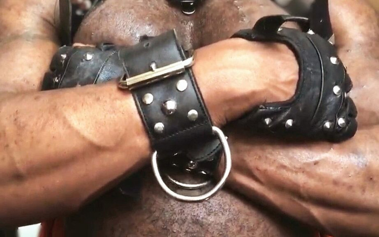 Black Muscle Stepdad Belted Tit Play (Black mature kinky muscle)