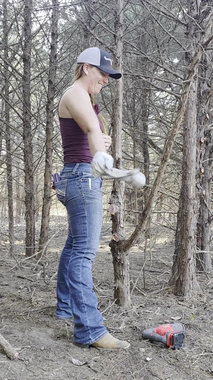 NaughtyRedFarmgirl: Redhead Fucks Pussy in Woods Squirting All Over