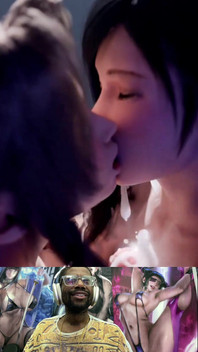 Huge Futa Cock Tifa and Aerith Make Each Other Cum Hard as They Kiss Together Romantically