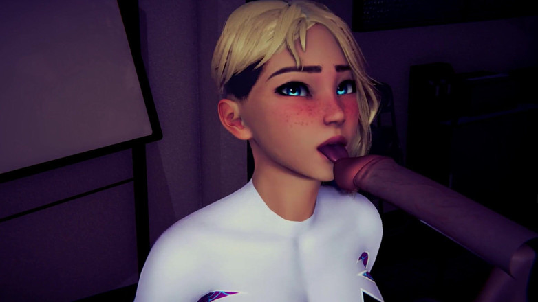 Waifu club 3D: Gwen likt de kop van een pik totdat je klaarkomt