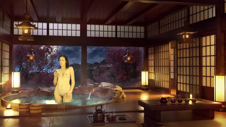 TheoryOfSex: Bathroom piss punishment. Naked reading. Japanese bath. Julia V Earth.