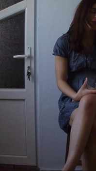 Horny Girl on a Chair Drinks Juice and Play with Herself