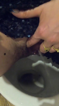 Smoking Pee Play in Shiny Outfit. Bathroom Fetish and Messy Wet Fun