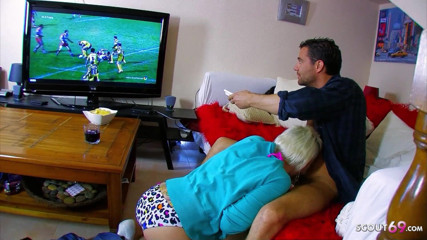 Full porn collection: Husband disturbed watching TV and fucks horny blonde Milf milky...