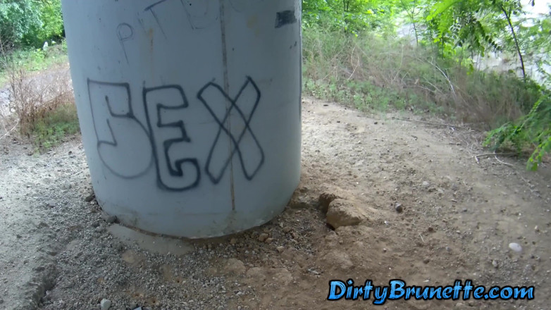 Dirty Brunette: Slutty wife suck two cocks under a bridge in a...