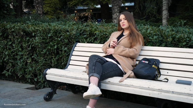 Russian Smokers: Russian Girl Spends Her Lunch Break Smoking 3 Cigs in a...