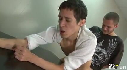Gay Diaries: Brunette guy gets his ass drilled on the desk bareback...