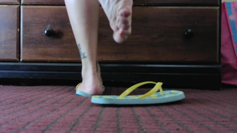 Abby Anna: Standing shoeplay flip flops