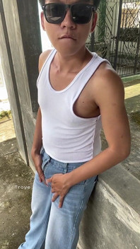 Asian Boy Is Too Hot in His White Top and Jeans