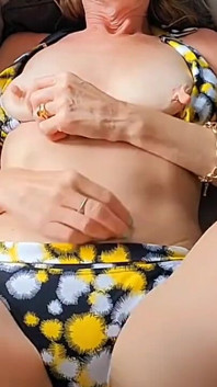Hotwife Is so Horny in Her Little Black, White and Yellow Bikini