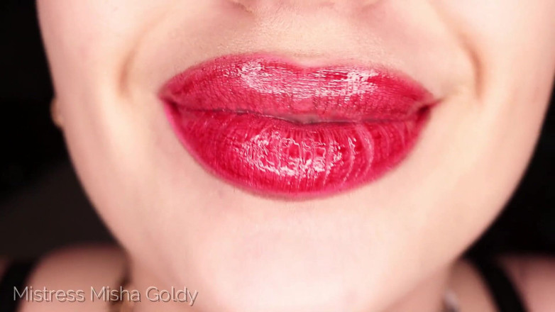 Goddess Misha Goldy: 3 rossetto = 3 JOI = 3 conto alla rovescia sborra