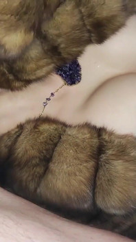 I Wear a Sable Fur Coat and Suck Cock on a New Fox Fur Blanket with Cumshot on My Vintage Stockings and Thick Fur