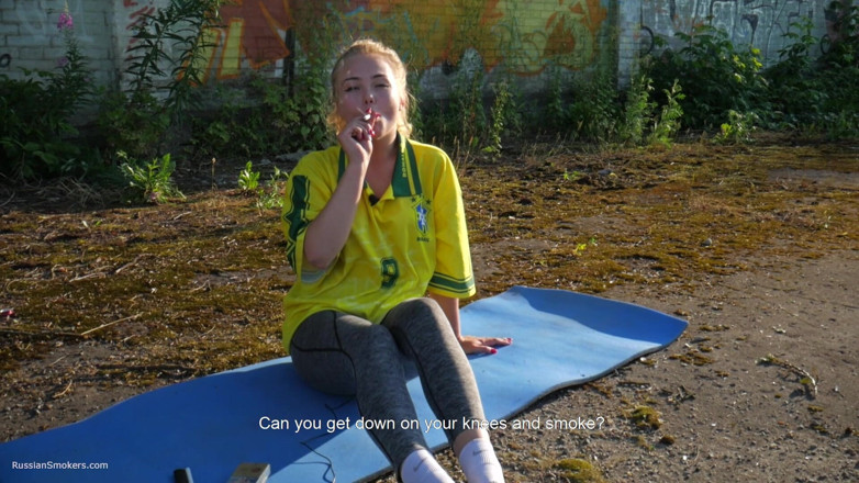 Russian Smokers: Seductive Russian Babe Smoking Cigarette Outdoor Setting