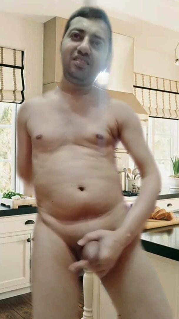 Cute & Nude Crossdresser: Hot and sexy boy full nude in the kitchen alone