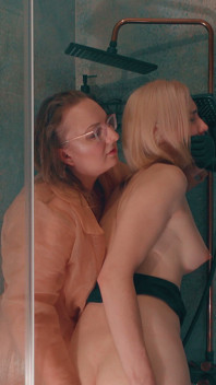 Trans Stepdoughter Caught in the Shower - No Orgasm Allowed - Hand Over Mouth Black Glove Fetish and Sissy Cunt Fucking Deep
