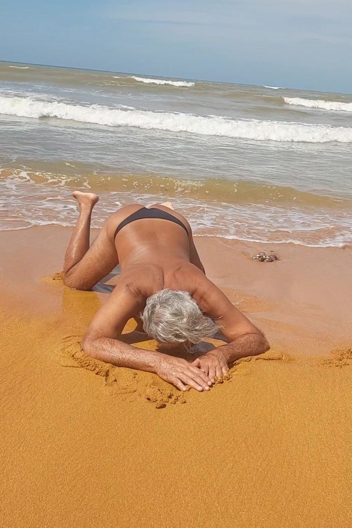 Ladysilvas: Ladysilva on the Beach in Panties Tanning Her Hot Ass