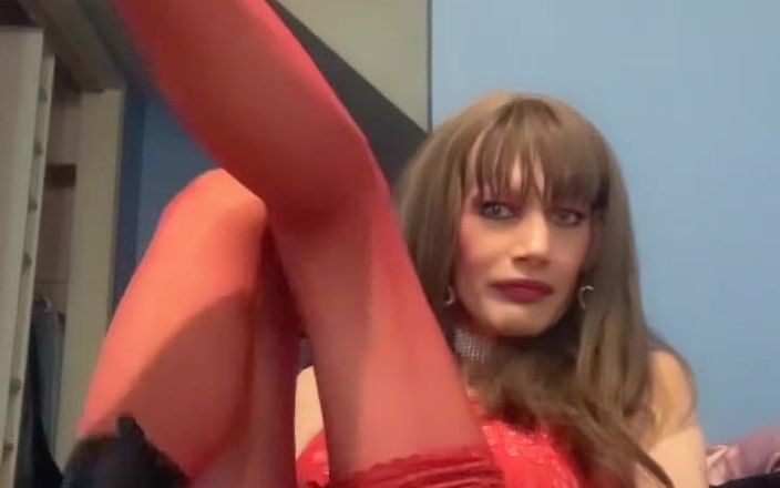 Lisa Luvly: Red Silky Stockings