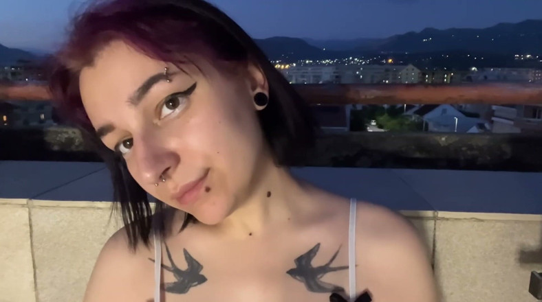 lanalovacutie: Goddess Smoking Outdoor and Teasing You with Her Boobs