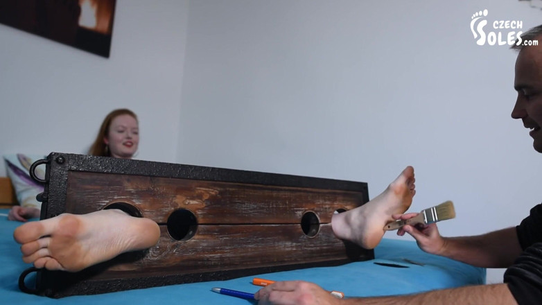 Czech Soles - foot fetish content: Merciless tickling of her big bare feet