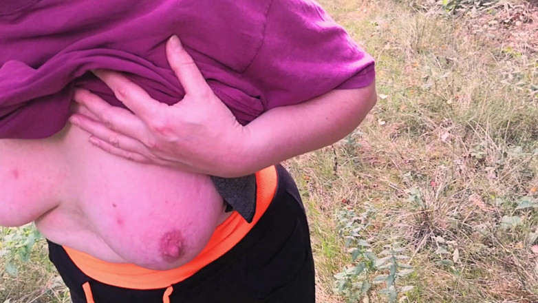 Bouncy Tits Action: Tit whipping in forest 267