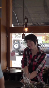 Dark Haired Slut Jerking off Her Favorite Waiter