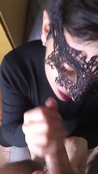 Sperma auf schwarze spitze, maske