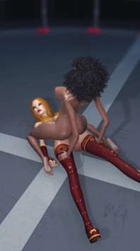 Sci-Fi-aufzug. Heißes 3d-schwanz-mädchen fickt sexy schwarze transe in einer raumstation