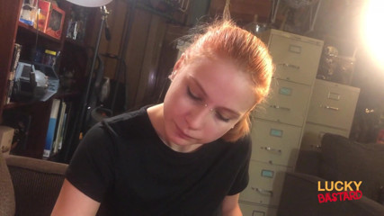 Brookland Brothers: Redhead teen gives blowjob to a luck bastard