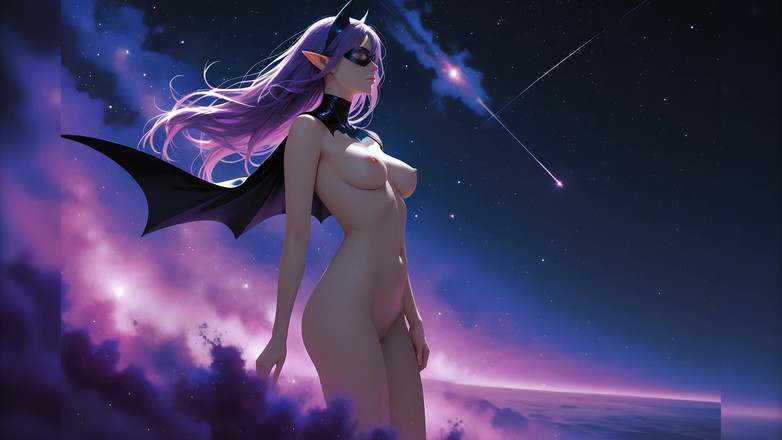 LustRender: Slideshow Lustrender: Elf Batgirl telanjang di Langit Malam Debu Kosmik...