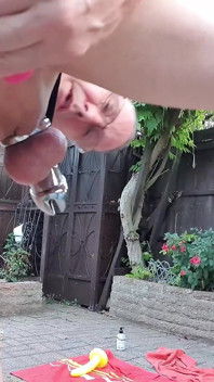 Outdoor Anal Dildo Fun While Locked in Chastity with Mike Essex