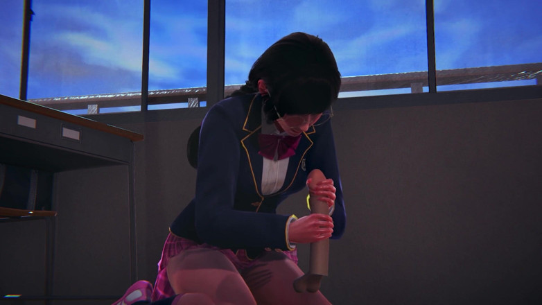 Waifu club 3D: DVA jerks off your cock in the classroom