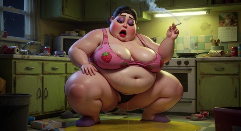 YOUR BEST FANTASY: Smoking Pregnant BBW Pisses on Floor - Horny with Massive Belly