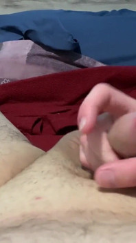 She jerks me off with a condom and I cum inside