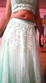 Indian Gay Crossdresser Bottom in Blue Lehanga