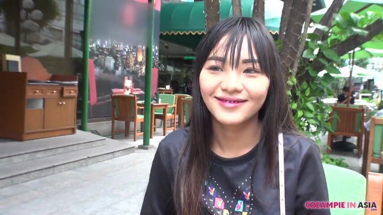 Creampie In Asia: Her long black hair looks good on her slim body...