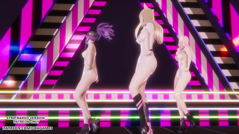 3D-Hentai Games: Blackpink - การเต้นแก้ผ้าเซ็กซี่ของ Ahri Akali Seraphine