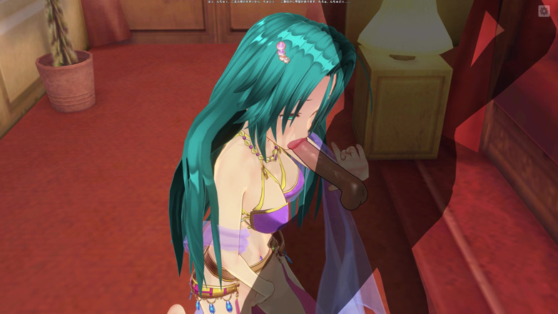 H3DC: Awek Hentai 3D dengan rambut biru menyentuh pepeknya dan memberikan blowjob