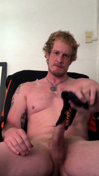 Christian Hunter Pit Sniffs, Nipple and Feet Plays, and Jerks His Thick Cut Cock with His Sweaty Socks