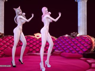 3D-Hentai Games: Chaness - Сексуальный обнаженный танец Ahri Seraphine League of Legends KDA без цензуры, хентай