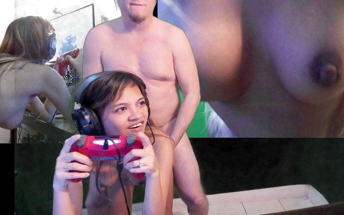Sexy gaming couple: Игра с видом 3-х камер и трах раком