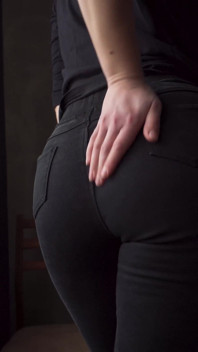 Sexy MILF In Tight Black Jeans Flashing White Thong Whale Tail